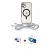 MARSİLYAN™- iPhone 11 Kılıf Eksen Özel Seri - Siyah 3D Antistatik Seramik Nano Ekran Koruyucu + Pers Alüminyum Kamera Lens - LT