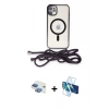 MARSİLYAN™- iPhone 11 Kılıf Eksen Özel Seri - Siyah 3D Antistatik Seramik Nano Ekran Koruyucu + Pers Alüminyum Kamera Lens - GI