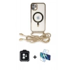 MARSİLYAN™- iPhone 11 Kılıf Eksen Özel Seri - Siyah 3D Antistatik Seramik Nano Ekran Koruyucu + PVD Metal Kamera Lens - YL