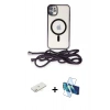MARSİLYAN™- iPhone 11 Kılıf Eksen Özel Seri - Siyah 3D Antistatik Seramik Nano Ekran Koruyucu + Renkli Kamera Lens Koruma Cam - SI