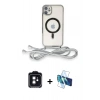 MARSİLYAN™- iPhone 11 Kılıf Eksen Özel Seri - Siyah 3D Antistatik Seramik Nano Ekran Koruyucu + PVD Metal Kamera Lens - SH