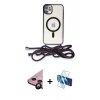 MARSİLYAN™- iPhone 11 Kılıf Eksen Özel Seri - Siyah 3D Antistatik Seramik Nano Ekran Koruyucu + Raze Metal Kamera Lens - SH