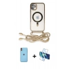 MARSİLYAN™- iPhone 11 Kılıf Eksen Özel Seri - Siyah 3D Antistatik Seramik Nano Ekran Koruyucu + Neon Fosforlu Kamera Lens - TU