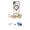 MARSİLYAN™- iPhone 11 Kılıf Eksen Özel Seri - Siyah 3D Antistatik Seramik Nano Ekran Koruyucu + Turuncu Renkli Kamera Lens Koruma Cam
