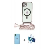 MARSİLYAN™- iPhone 11 Kılıf Eksen Özel Seri - Siyah 3D Antistatik Seramik Nano Ekran Koruyucu + Neon Fosforlu Kamera Lens - YL