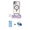 MARSİLYAN™- iPhone 11 Kılıf Eksen Özel Seri - Siyah 3D Antistatik Seramik Nano Ekran Koruyucu + Neon Fosforlu Kamera Lens - YL