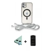 MARSİLYAN™- iPhone 11 Kılıf Eksen Özel Seri - Siyah 6D Antistatik Mat Seramik Hayalet Nano Ekran Koruyucu + Raze Metal Kamera Lens - MI