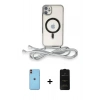 MARSİLYAN™- iPhone 11 Kılıf Eksen Özel Seri - Siyah 6D Antistatik Mat Seramik Hayalet Nano Ekran Koruyucu + Neon Fosforlu Kamera Lens - TU