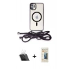 MARSİLYAN™- iPhone 11 Kılıf Eksen Özel Seri - Siyah 6D Mat Seramik Hayalet Nano Ekran Koruyucu + Kamera Lens Koruma Cam - SF