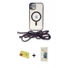 MARSİLYAN™- iPhone 11 Kılıf Eksen Özel Seri - Siyah 6D Mat Seramik Hayalet Nano Ekran Koruyucu + Rainbow Kamera Lens Koruma Cam - KI