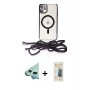 MARSİLYAN™- iPhone 11 Kılıf Eksen Özel Seri - Siyah 6D Mat Seramik Hayalet Nano Ekran Koruyucu + Raze Metal Kamera Lens - MI