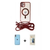 MARSİLYAN™- iPhone 11 Kılıf Eksen Özel Seri - Siyah 6D Mat Seramik Hayalet Nano Ekran Koruyucu + Neon Fosforlu Kamera Lens - TU