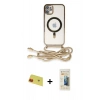 MARSİLYAN™- iPhone 11 Kılıf Eksen Özel Seri - Siyah 6D Mat Seramik Hayalet Nano Ekran Koruyucu + Rainbow Kamera Lens Koruma Cam - KI