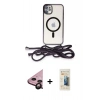 MARSİLYAN™- iPhone 11 Kılıf Eksen Özel Seri - Siyah 6D Mat Seramik Hayalet Nano Ekran Koruyucu + Raze Metal Kamera Lens - SH