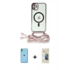 MARSİLYAN™- iPhone 11 Kılıf Eksen Özel Seri - Siyah 6D Mat Seramik Hayalet Nano Ekran Koruyucu + Neon Fosforlu Kamera Lens - YL