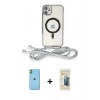 MARSİLYAN™- iPhone 11 Kılıf Eksen Özel Seri - Siyah 6D Mat Seramik Hayalet Nano Ekran Koruyucu + Neon Fosforlu Kamera Lens - YL