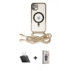 MARSİLYAN™- iPhone 11 Kılıf Eksen Özel Seri - Siyah Bilvis 3D Cam Ekran Koruyucu + Kamera Lens Koruma Cam - SF
