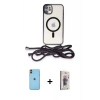 MARSİLYAN™- iPhone 11 Kılıf Eksen Özel Seri - Siyah Bilvis 3D Cam Ekran Koruyucu + Neon Fosforlu Kamera Lens - TU