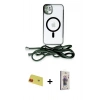 MARSİLYAN™- iPhone 11 Kılıf Eksen Özel Seri - Siyah Bilvis 3D Cam Ekran Koruyucu + Rainbow Kamera Lens Koruma Cam - KI