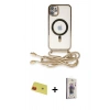 MARSİLYAN™- iPhone 11 Kılıf Eksen Özel Seri - Siyah Bilvis 3D Cam Ekran Koruyucu + Rainbow Kamera Lens Koruma Cam - KI