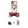MARSİLYAN™- iPhone 11 Kılıf Eksen Özel Seri - Siyah Bilvis 3D Cam Ekran Koruyucu + Kamera Lens Koruma Cam - SF