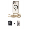 MARSİLYAN™- iPhone 11 Kılıf Eksen Özel Seri - Siyah Bilvis 3D Cam Ekran Koruyucu + PVD Metal Kamera Lens - SH