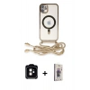 MARSİLYAN™- iPhone 11 Kılıf Eksen Özel Seri - Siyah Bilvis 3D Cam Ekran Koruyucu + PVD Metal Kamera Lens - TU