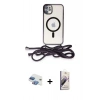 MARSİLYAN™- iPhone 11 Kılıf Eksen Özel Seri - Siyah Bilvis 3D Mat Cam Ekran Koruyucu + Pers Alüminyum Kamera Lens - GI
