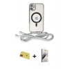MARSİLYAN™- iPhone 11 Kılıf Eksen Özel Seri - Siyah Bilvis 3D Mat Cam Ekran Koruyucu + Kırmızı Rainbow Kamera Lens Koruma Cam