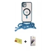MARSİLYAN™- iPhone 11 Kılıf Eksen Özel Seri - Siyah Bilvis 3D Mat Cam Ekran Koruyucu + Kırmızı Rainbow Kamera Lens Koruma Cam