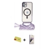 MARSİLYAN™- iPhone 11 Kılıf Eksen Özel Seri - Siyah Bilvis 3D Mat Cam Ekran Koruyucu + Kırmızı Rainbow Kamera Lens Koruma Cam