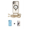 MARSİLYAN™- iPhone 11 Kılıf Eksen Özel Seri - Siyah Bilvis 3D Mat Cam Ekran Koruyucu + Neon Fosforlu Kamera Lens - MI