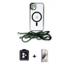 MARSİLYAN™- iPhone 11 Kılıf Eksen Özel Seri - Siyah Bilvis 3D Mat Cam Ekran Koruyucu + PVD Metal Kamera Lens - MI