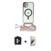 MARSİLYAN™- iPhone 11 Kılıf Eksen Özel Seri - Siyah Bilvis 3D Mat Cam Ekran Koruyucu + PVD Metal Kamera Lens - MI
