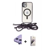 MARSİLYAN™- iPhone 11 Kılıf Eksen Özel Seri - Siyah Bilvis 3D Mat Cam Ekran Koruyucu + Raze Metal Kamera Lens - MR