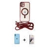 MARSİLYAN™- iPhone 11 Kılıf Eksen Özel Seri - Siyah Bilvis 3D Mat Cam Ekran Koruyucu + Neon Fosforlu Kamera Lens - MI