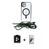 MARSİLYAN™- iPhone 11 Kılıf Eksen Özel Seri - Siyah Bilvis 3D Mat Cam Ekran Koruyucu + PVD Metal Kamera Lens - TU
