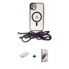 MARSİLYAN™- iPhone 11 Kılıf Eksen Özel Seri - Siyah Bilvis 3D Mat Cam Ekran Koruyucu + Renkli Kamera Lens Koruma Cam - SI