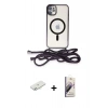 MARSİLYAN™- iPhone 11 Kılıf Eksen Özel Seri - Siyah Bilvis 3D Mat Cam Ekran Koruyucu + Sarı Renkli Kamera Lens Koruma Cam
