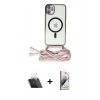 MARSİLYAN™- iPhone 11 Kılıf Eksen Özel Seri - Siyah Bilvis 3D Mat Cam Ekran Koruyucu + Şeffaf Kamera Lens Koruma Cam