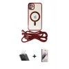MARSİLYAN™- iPhone 11 Kılıf Eksen Özel Seri - Siyah Bilvis 3D Mat Cam Ekran Koruyucu + Şeffaf Kamera Lens Koruma Cam