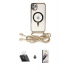 MARSİLYAN™- iPhone 11 Kılıf Eksen Özel Seri - Siyah Bilvis 3D Mat Cam Ekran Koruyucu + Şeffaf Kamera Lens Koruma Cam