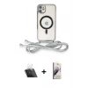 MARSİLYAN™- iPhone 11 Kılıf Eksen Özel Seri - Siyah Bilvis 3D Mat Cam Ekran Koruyucu + Şeffaf Kamera Lens Koruma Cam