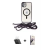 MARSİLYAN™- iPhone 11 Kılıf Eksen Özel Seri - Siyah Bilvis 3D Mat Cam Ekran Koruyucu + Şeffaf Kamera Lens Koruma Cam