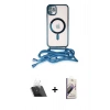 MARSİLYAN™- iPhone 11 Kılıf Eksen Özel Seri - Siyah Bilvis 3D Mat Cam Ekran Koruyucu + Şeffaf Kamera Lens Koruma Cam