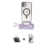 MARSİLYAN™- iPhone 11 Kılıf Eksen Özel Seri - Siyah Bilvis 3D Mat Cam Ekran Koruyucu + Şeffaf Kamera Lens Koruma Cam