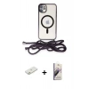 MARSİLYAN™- iPhone 11 Kılıf Eksen Özel Seri - Siyah Bilvis 3D Mat Cam Ekran Koruyucu + Renkli Kamera Lens Koruma Cam - TU