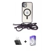 MARSİLYAN™- iPhone 11 Kılıf Eksen Özel Seri - Siyah Bilvis 5in1 3D Magic Cam Ekran Koruyucu + Kamera Lens Koruma Cam - SF