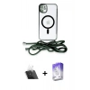 MARSİLYAN™- iPhone 11 Kılıf Eksen Özel Seri - Siyah Bilvis 5in1 3D Magic Cam Ekran Koruyucu + Kamera Lens Koruma Cam - SF
