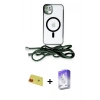 MARSİLYAN™- iPhone 11 Kılıf Eksen Özel Seri - Siyah Bilvis 5in1 3D Magic Cam Ekran Koruyucu + Rainbow Kamera Lens Koruma Cam - KI